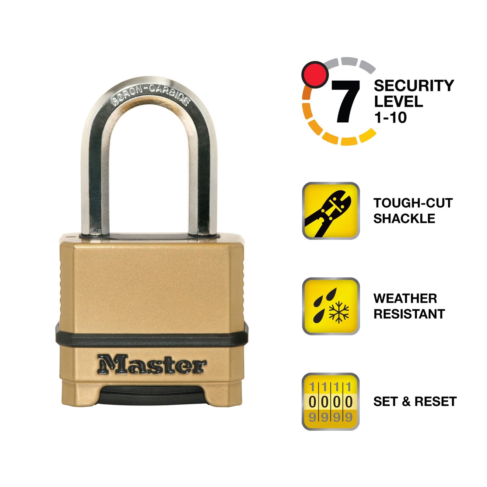 Master Lock Combination Lock, Heavy Duty Weatherproof Padlock, Resettable for...