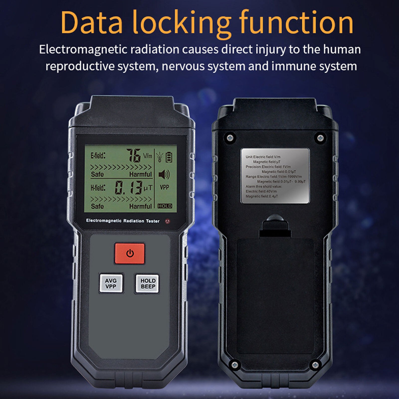 Electromagnetic Radiation Tester 1V/M‑1999V/M LCD EMF Meter with Sound Light