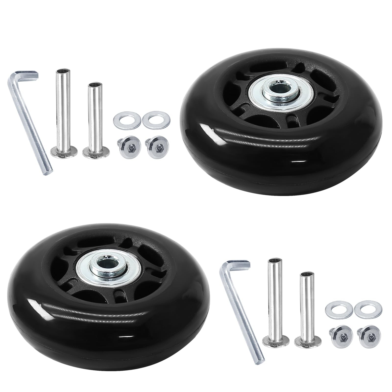 Suiwotin 2pcs 68 x 24mm Luggage Wheels, Black Rubber 68 x 24mm-2pcs,