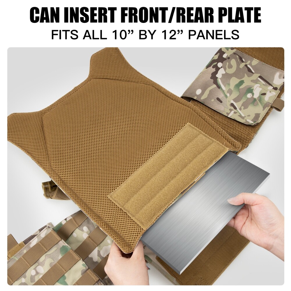 Adjustable Combat Vest, Breathable Mesh, MOLLE Webbing, for Hiking & Airsoft