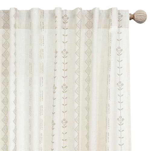 Farmhouse Curtains for Living Room 63 Inch 50"W x 63"L (Pack of 2) Taupe