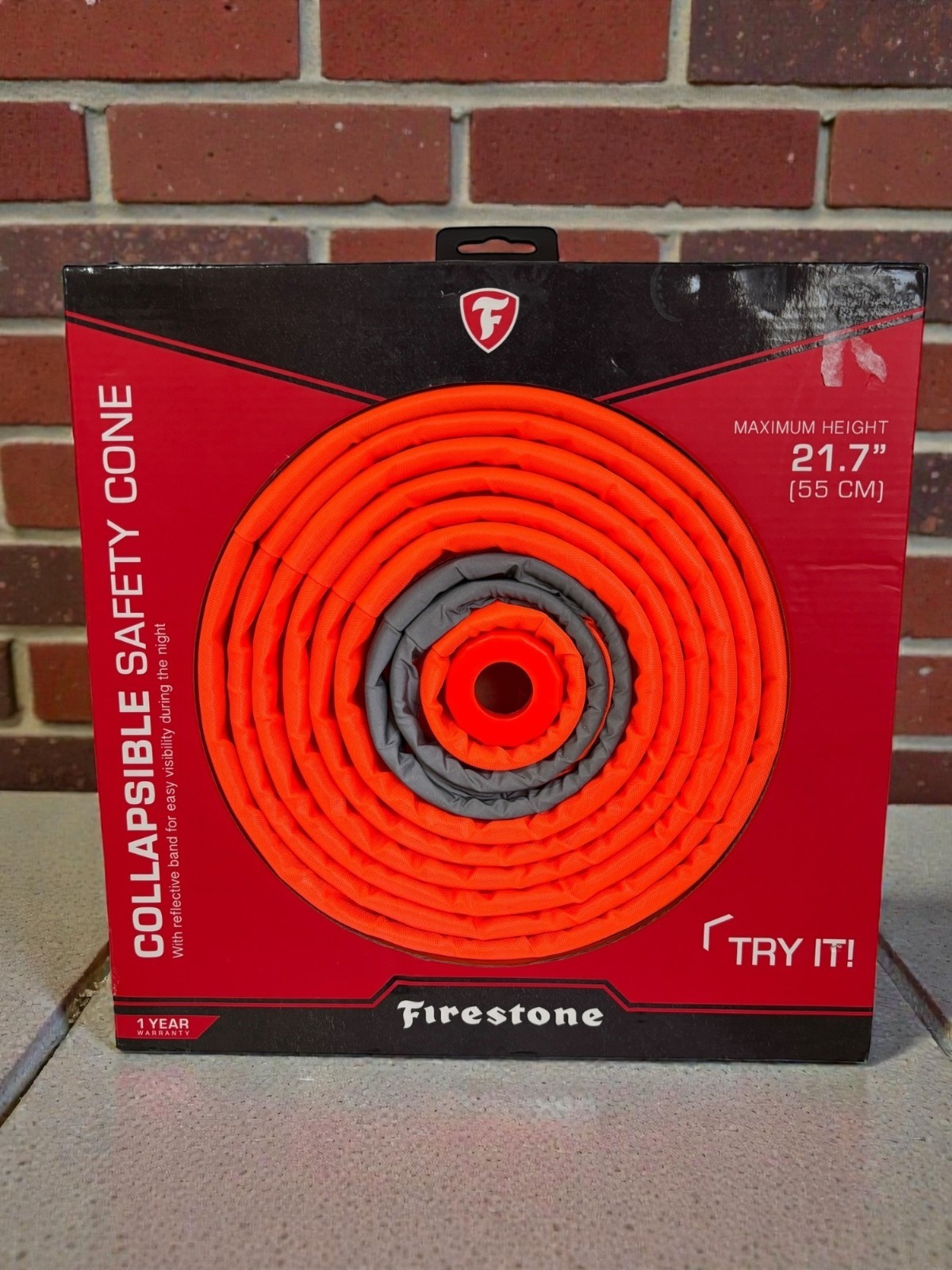 Firestone Collapsible Safety Cone 21.7"/55 Cm With Reflective Band & High Impact