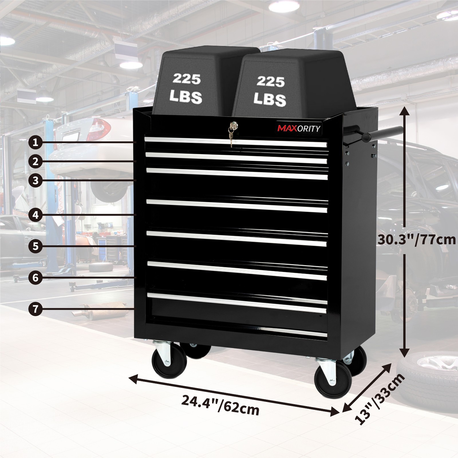 7-Drawer Heavy-Duty Rolling Tool Chest Cabinet with Lock