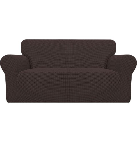 Upholstery cover, soft, elasticated at the bottom, chocolate coloured