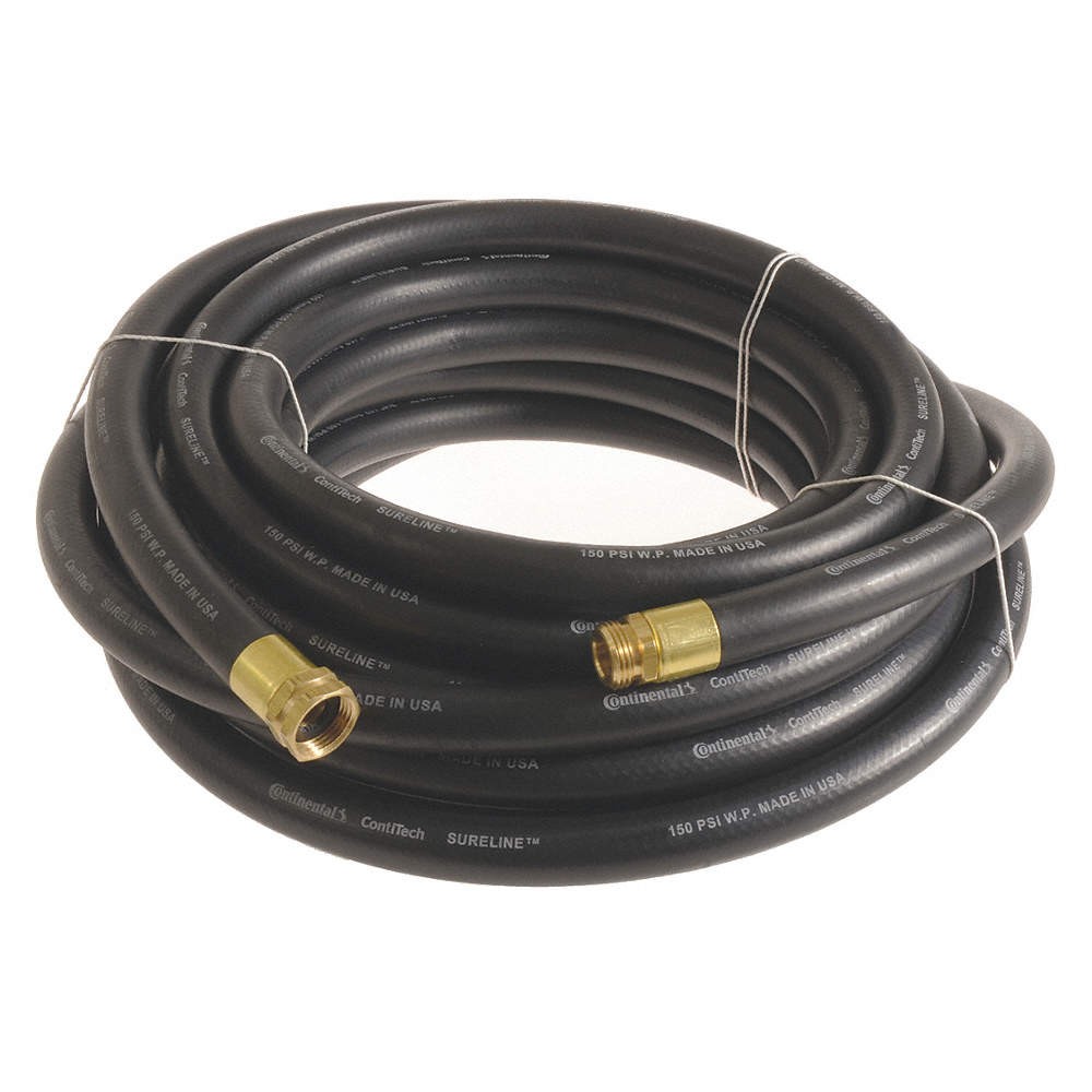 CONTINENTAL CWH100-50MF-G Garden Hose,1" ID x 50 ft.,Black 55AX18