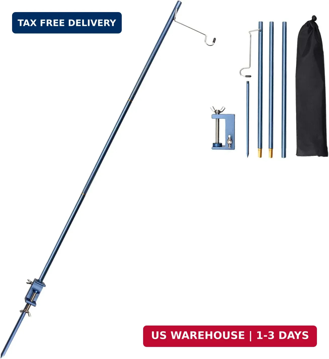TOBWOLF Portable Camping Folding Lamp Pole, Lightweight Collapsible Aluminum Lan