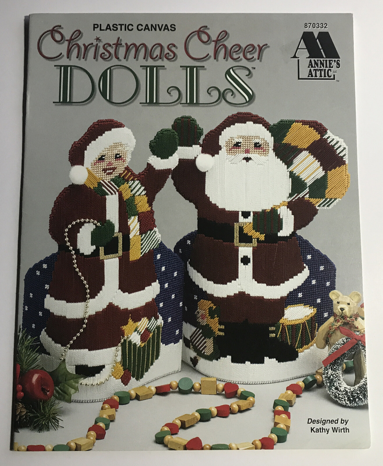 Annie’s Attic Plastic Canvas Christmas Cheer Santa Snowman Dolls Pattern 870332