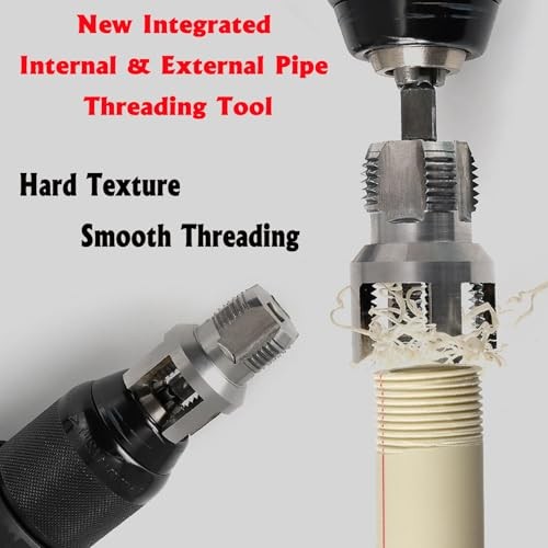 PVC Pipe Threader Kit, 3 Piece Set, 1/2" 3/4" NPT Sizes, Dual-Function 2 Pcs