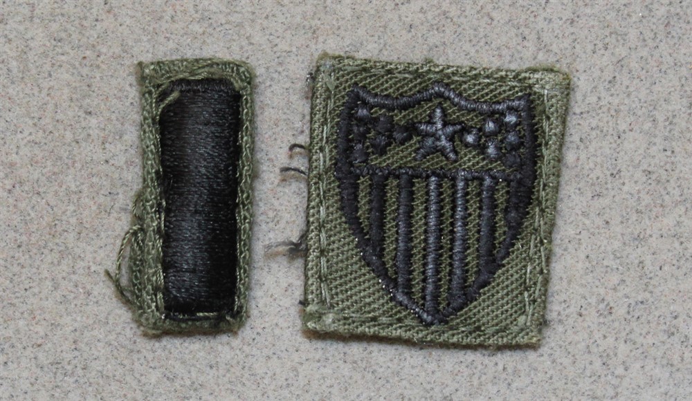 Army Officer Cloth Collar Insignia: Adjutant General & 1LT - subdued