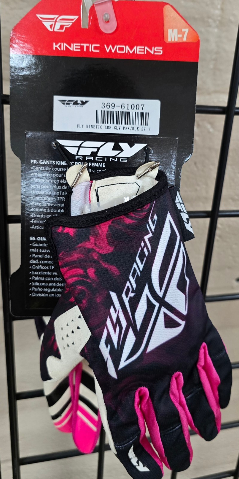 FLY RACING KINETIC LDS GLV PNK/BLK MD 7/M