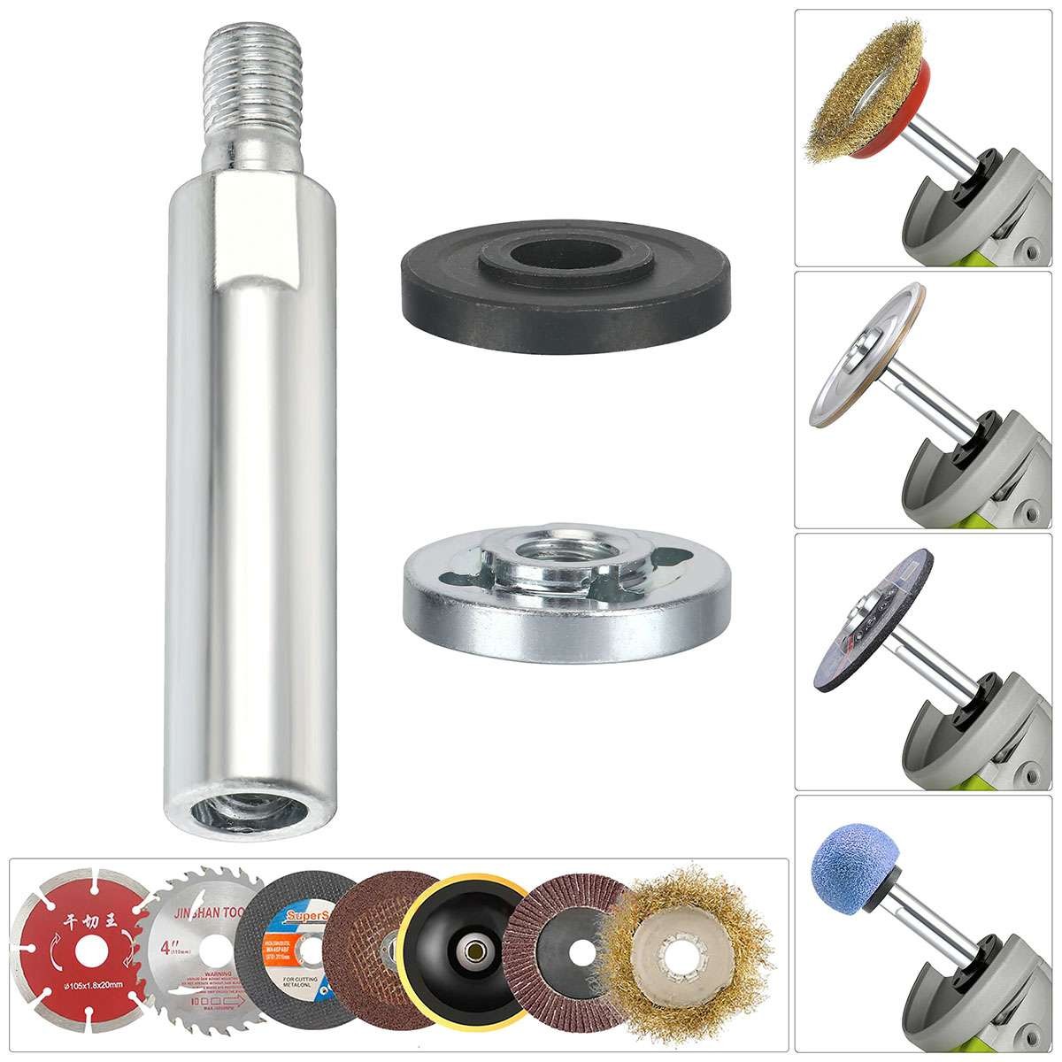 2pcs Angle Grinder Extension Connecting Rod M10 Thread Adapter Extension Shaft