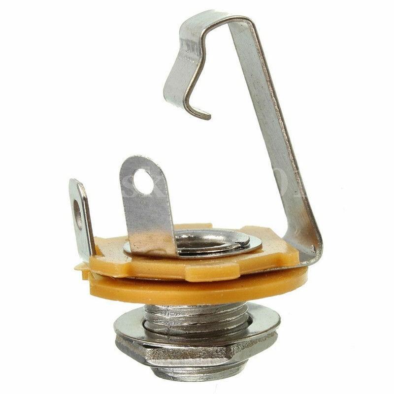 10pcs/Set Mono 1/4" 6.35mm ID Socket Jack Connector Panel Mount Guitar Plate NEW
