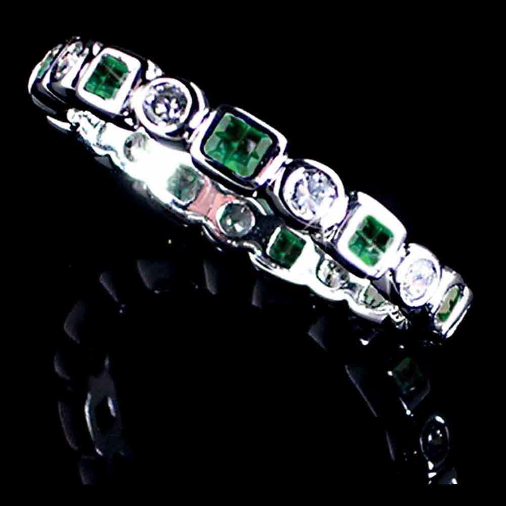 GEOMETRIC GREEN / CLEAR CZ ETERNITY BAND TOE RING_SIZE-3__925 STERLING SILVER