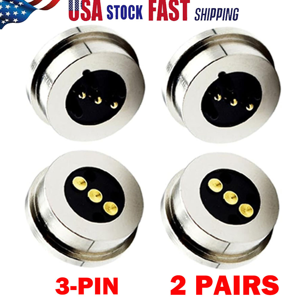 2 Pairs 3 Pin Spring-Loaded Magnetic For Pogo Pin Connectors Male and Female US