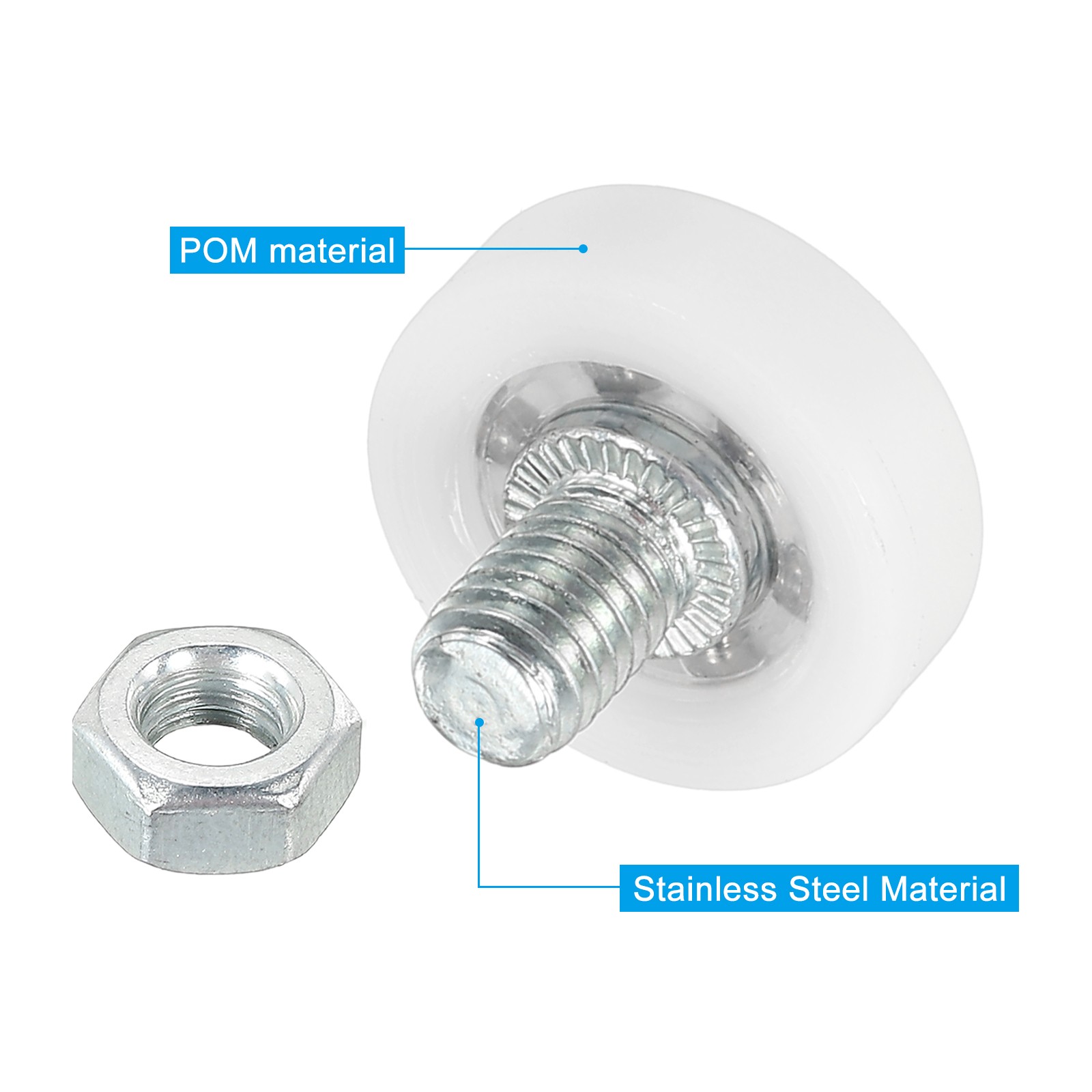 12 Pcs 19mm Drawer Rollers Plastic Drawer Pulley For REPLACING Small Pulley