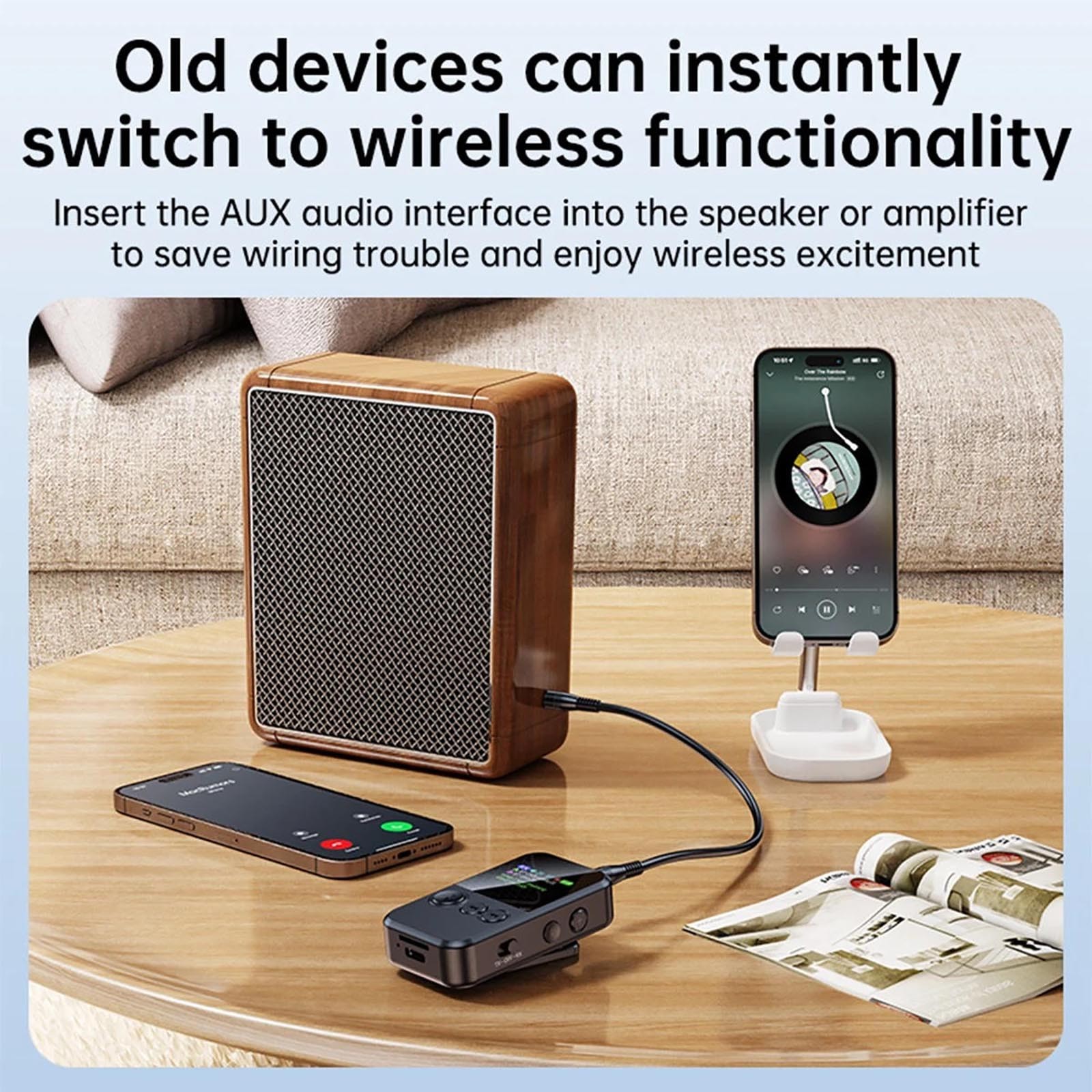 5.4 Version Wireless Bluetooth Audio Adapter with 3.5mm Jack and Included Cables