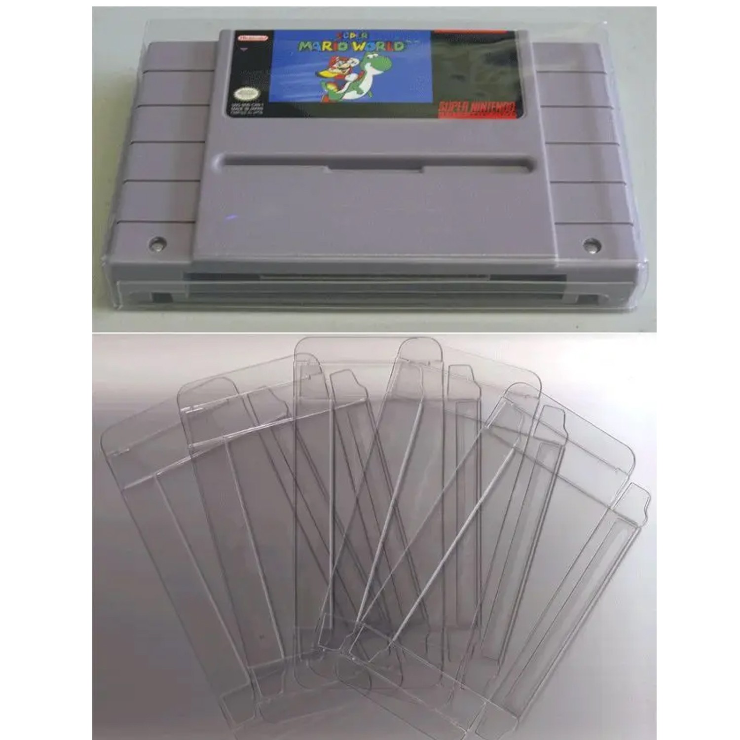 Display Protectors For Nintendo SNES CARTRIDGE Video Game Carts Clear Case Cover