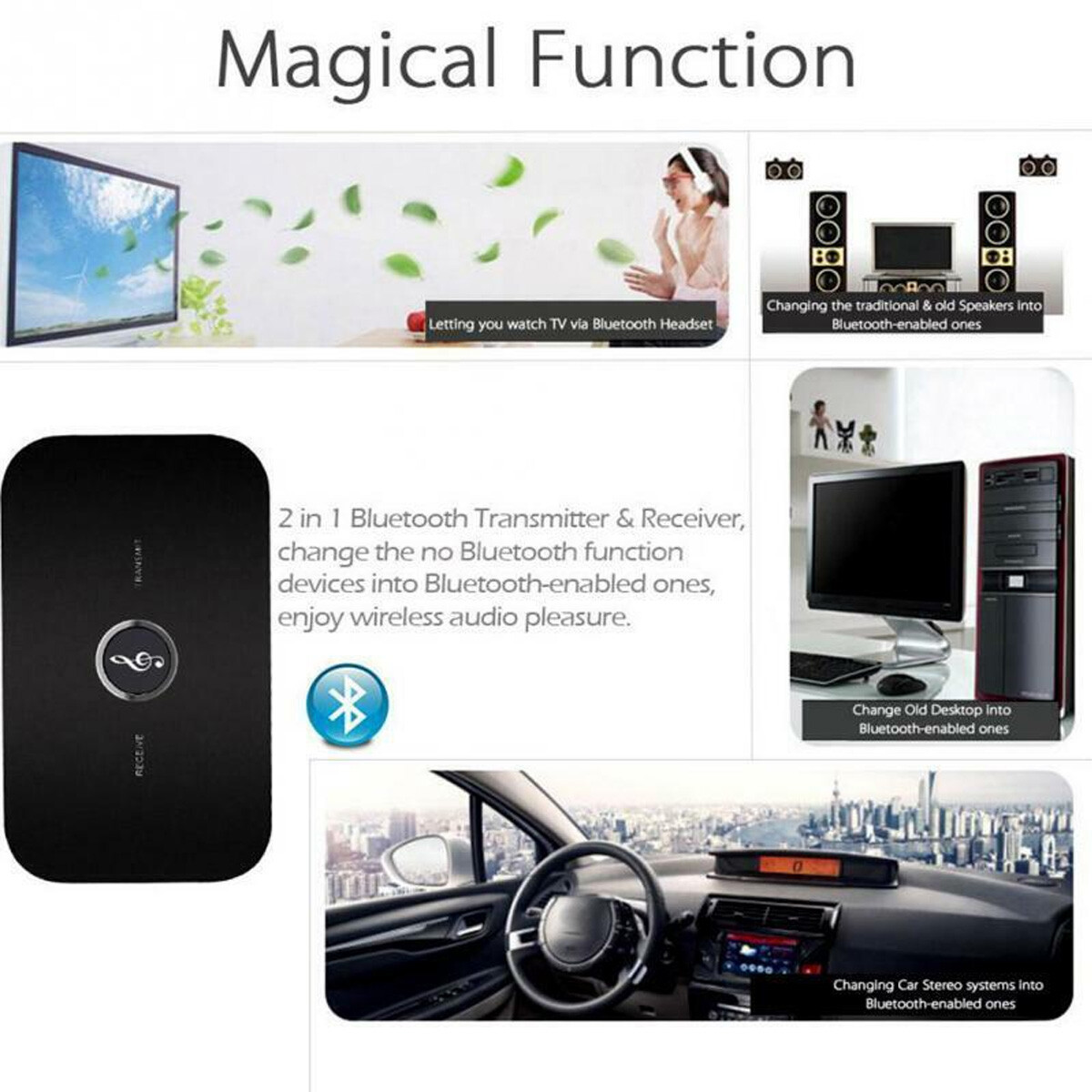 Bluetooth Transmitter Receiver Wireless Adapter For iOS Android TV headset USA