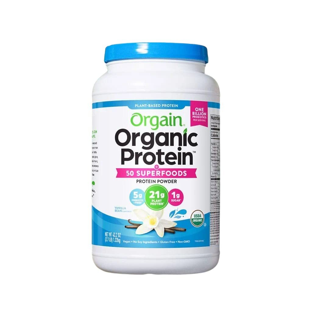 Orgain Organic Plant Based Protein Powder, Vegan, Non-GMO, Gluten Free, 1 Count,