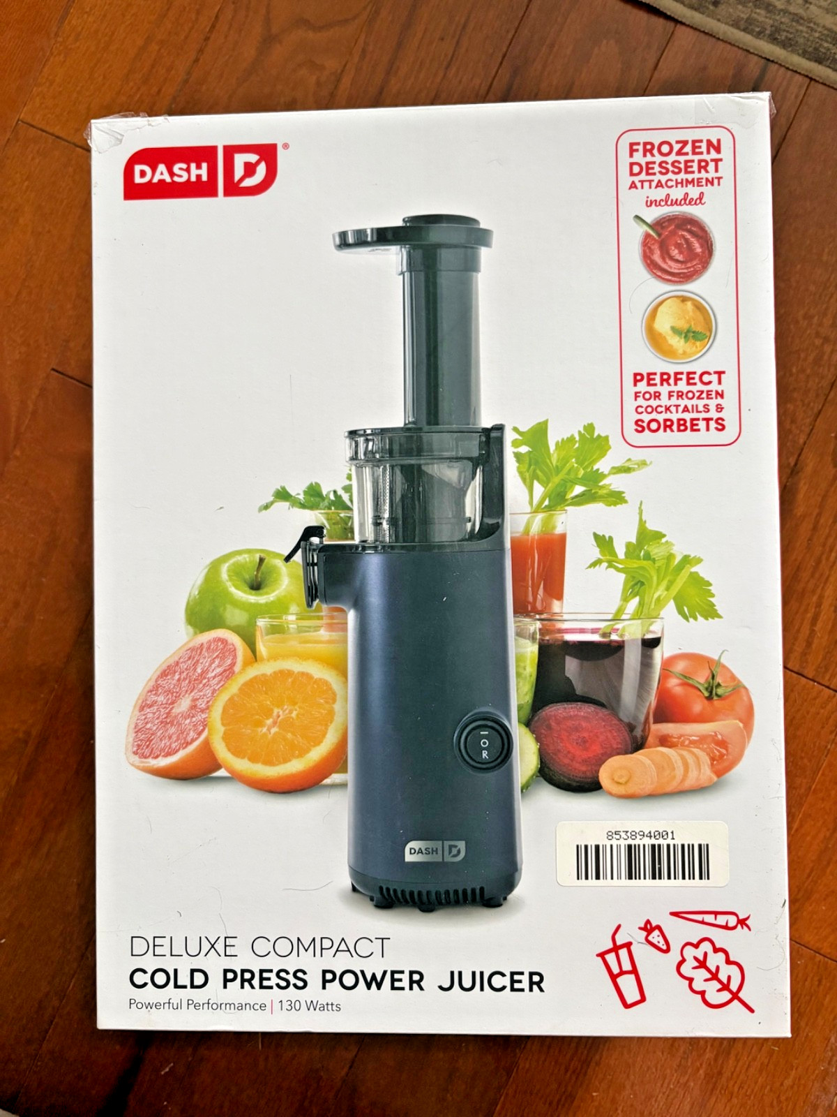 NEW Dash Deluxe Compact Cold Press Power Juicer w/Frozen Dessert Attachment