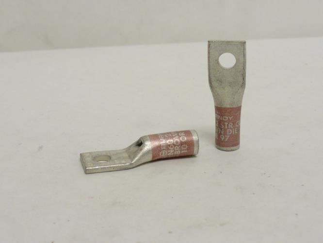 181698 Old-Stock; Burndy YA2CL2BOX Lot-2 Copper Compression Lugs; # 2 AWG
