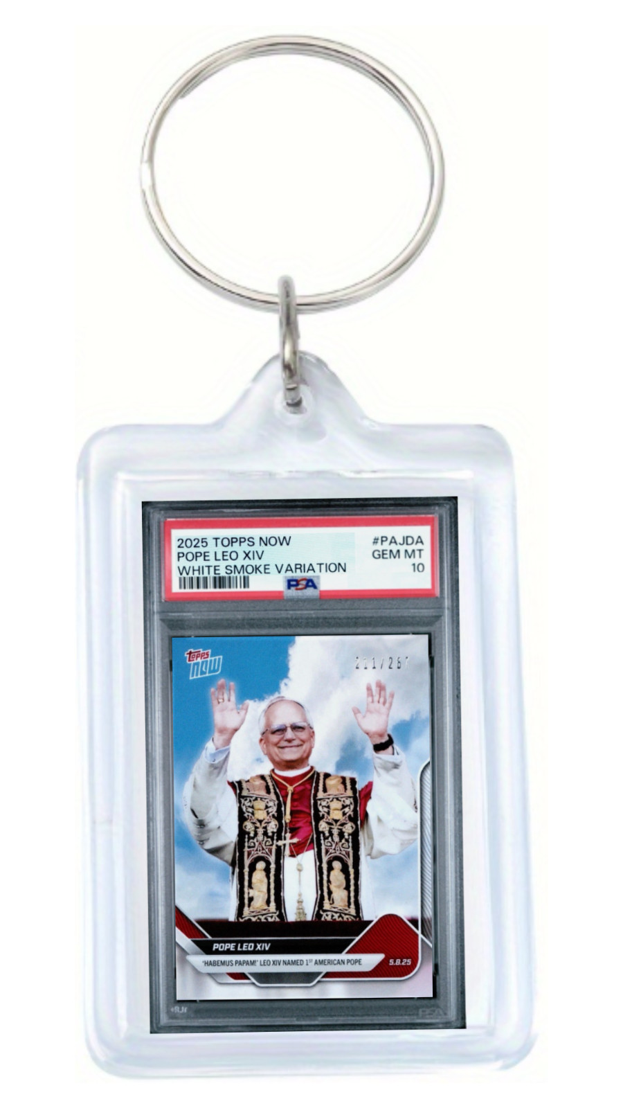 Pope Leo White Smoke PSA 10 Slab Style Small (1x2 in) Keychain!