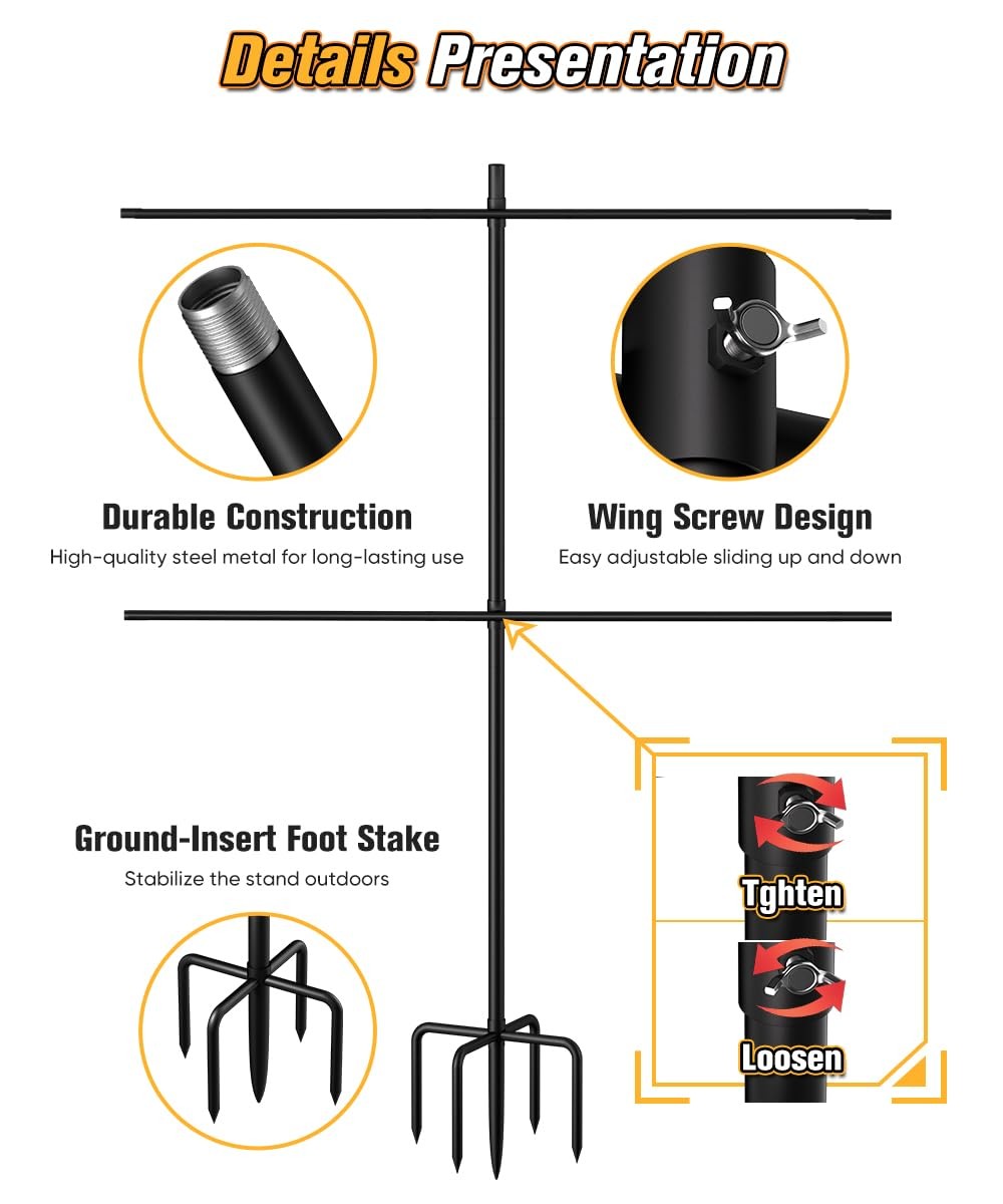 Ardier Adjustable Shooting Target Stand with 5-Prong Base, Medium, Black