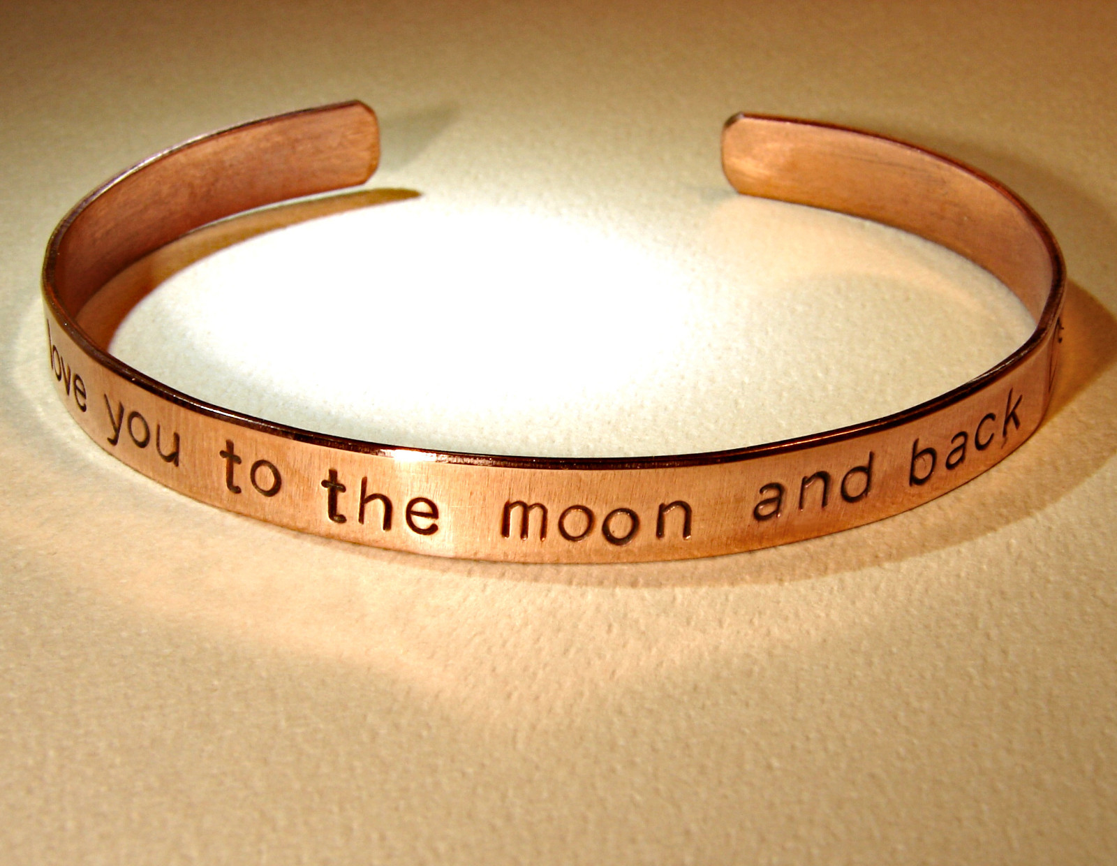 Copper cuff bracelet with to the moon