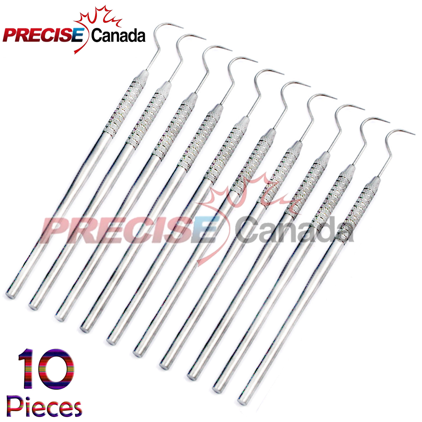 10 Pcs Single Ended Dental Explorer #23 Shepherds Hook Probe Dental Instrument