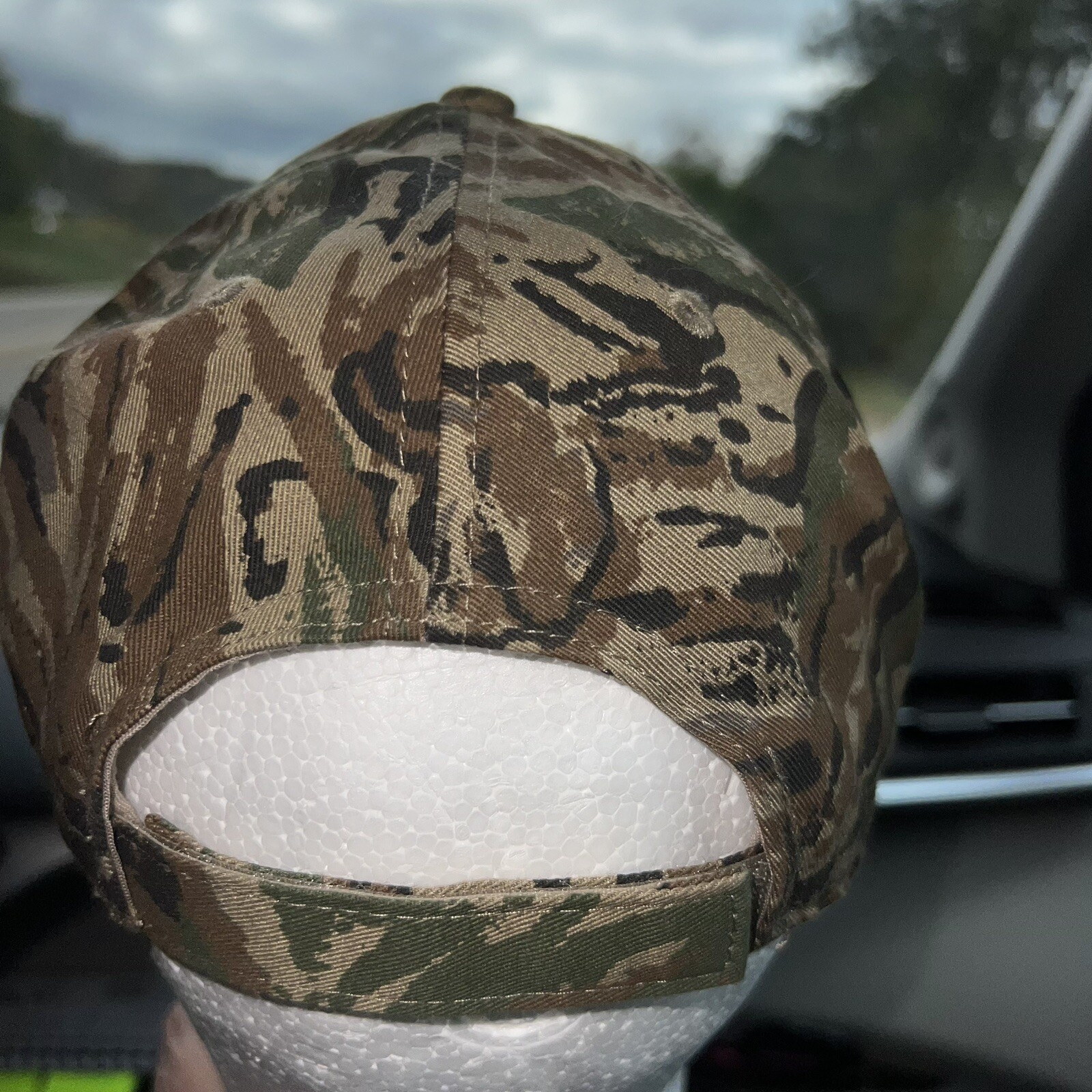 Jellystone Orange Letters w Black Outline on Camouflage Hat Cap Hook Loop EUC