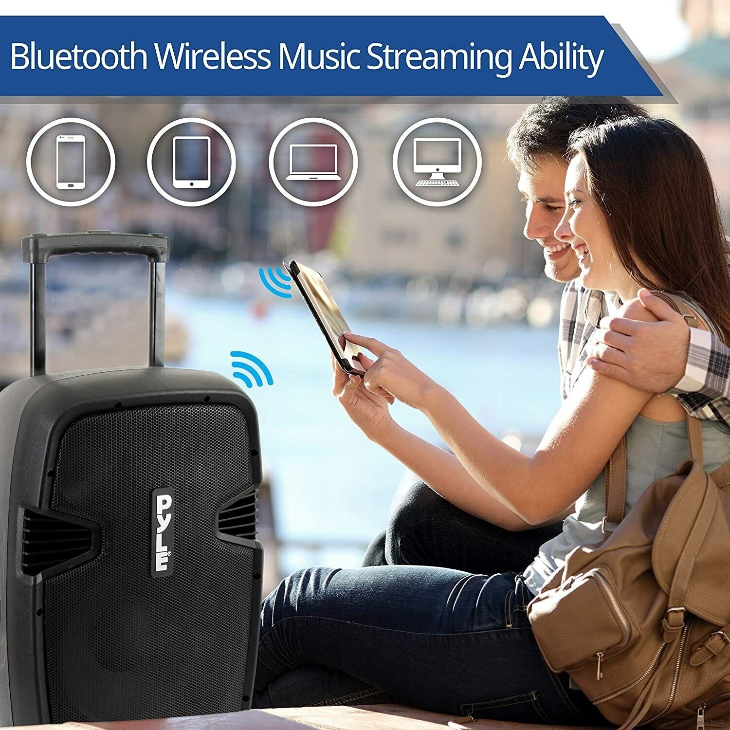 Pyle Portable Bluetooth Loudspeaker - Active PA Speaker System Kit Rechargeable