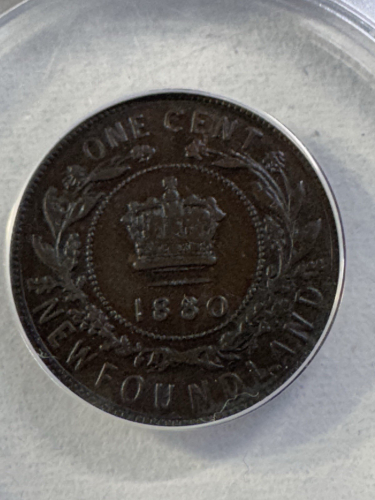 1880 Newfoundland 1 Cent Graded VF 20 by ANACS Round 0 Low Mintage