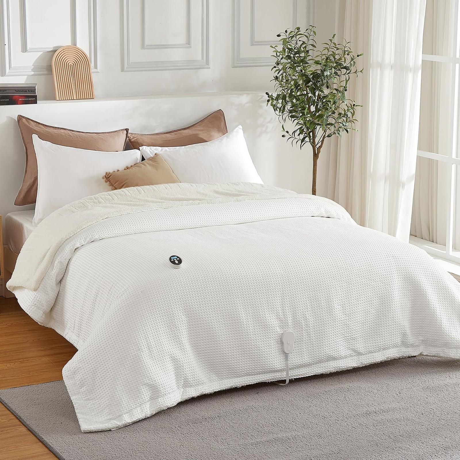 Electric Blanket King Size with Wireless LCD Controller, Waffle Fast Heating ...