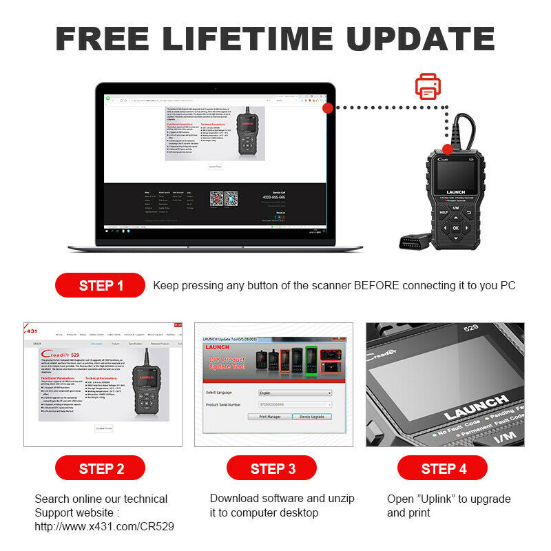 2025 LAUNCH X431 CR529 OBD2 Engine Check Car Code Reader Scanner Diagnostic Tool