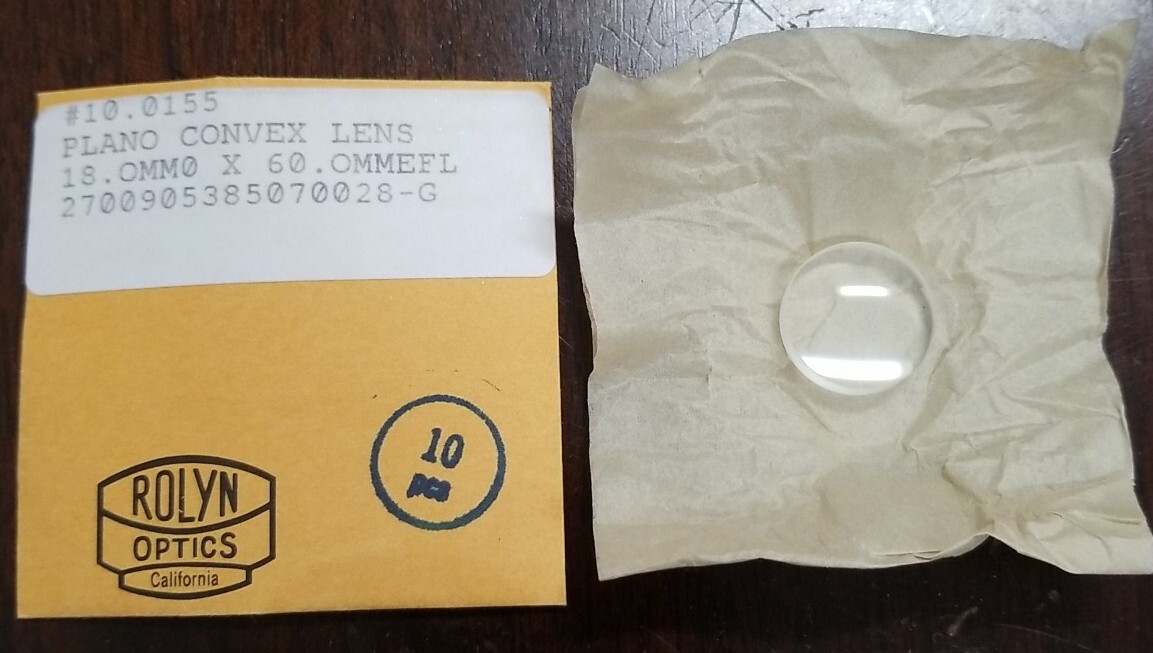 Rolyn Optics 10.0155 Plano Convex Lens 18.OMM0 X 60.OMMEFL Qt. 1