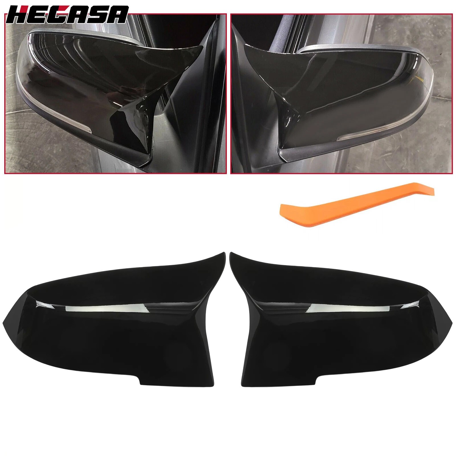 2x Gloss Black Side Mirror Cover Cap For BMW 3/4 SERIES F20 F21 F30 F32 F36 M3
