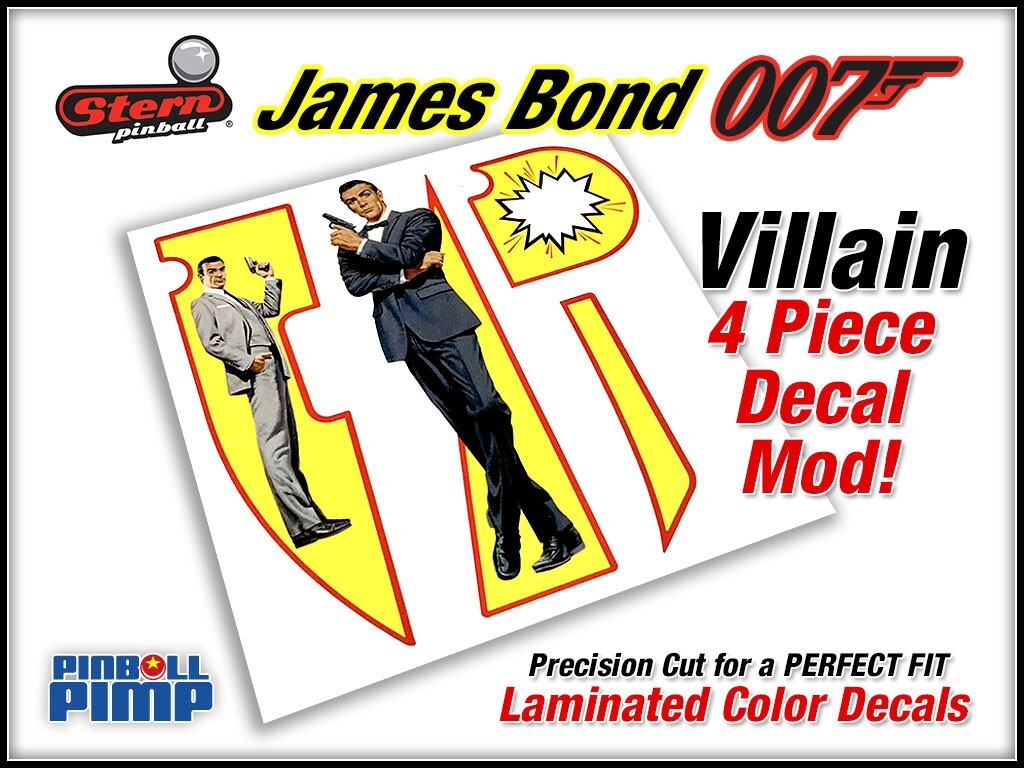 Stern James Bond 007 Pinball "VILLAIN" Custom Designed Decal Mods - A MUST HAVE!