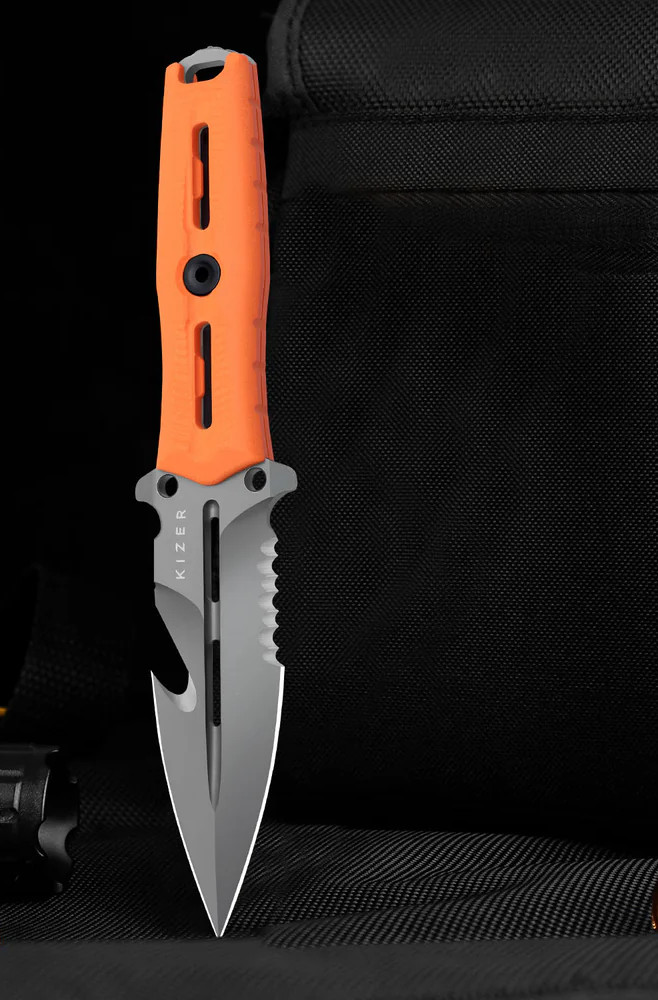Kizer Cutlery Norcros Fixed Knife 4.13" Nitro V Steel Blade Orange G10 Handle
