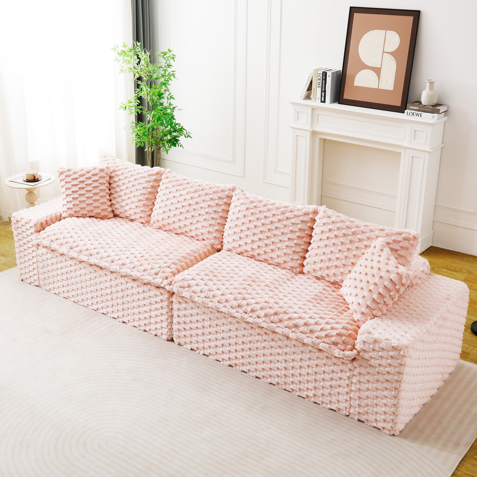 Luxury Pink  Turtle Velvet Multifunctional Sofa - Arrangeable in Single Row, Sid