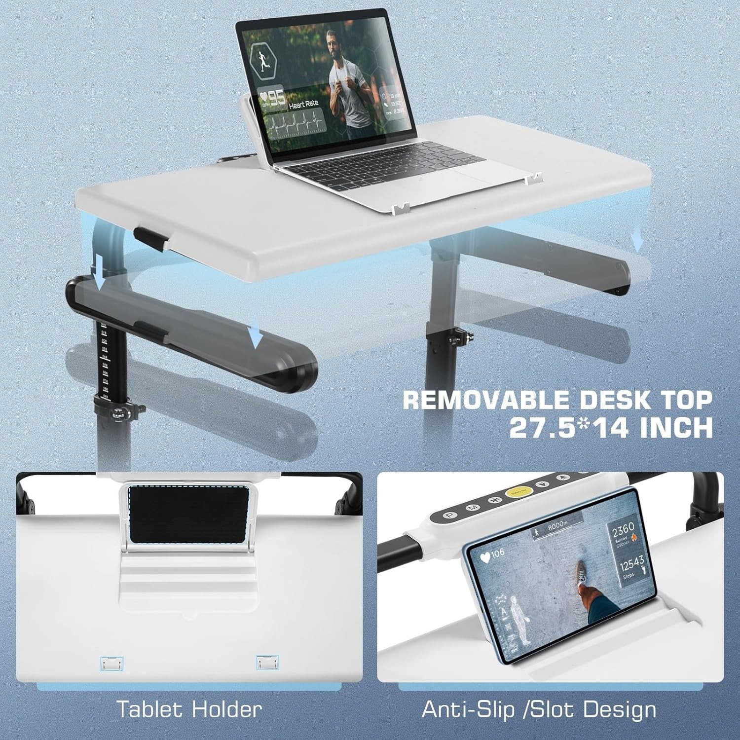 3.5HP Under Desk Treadmills with Removable Desk Workstation,Foldable Treadmill🔥