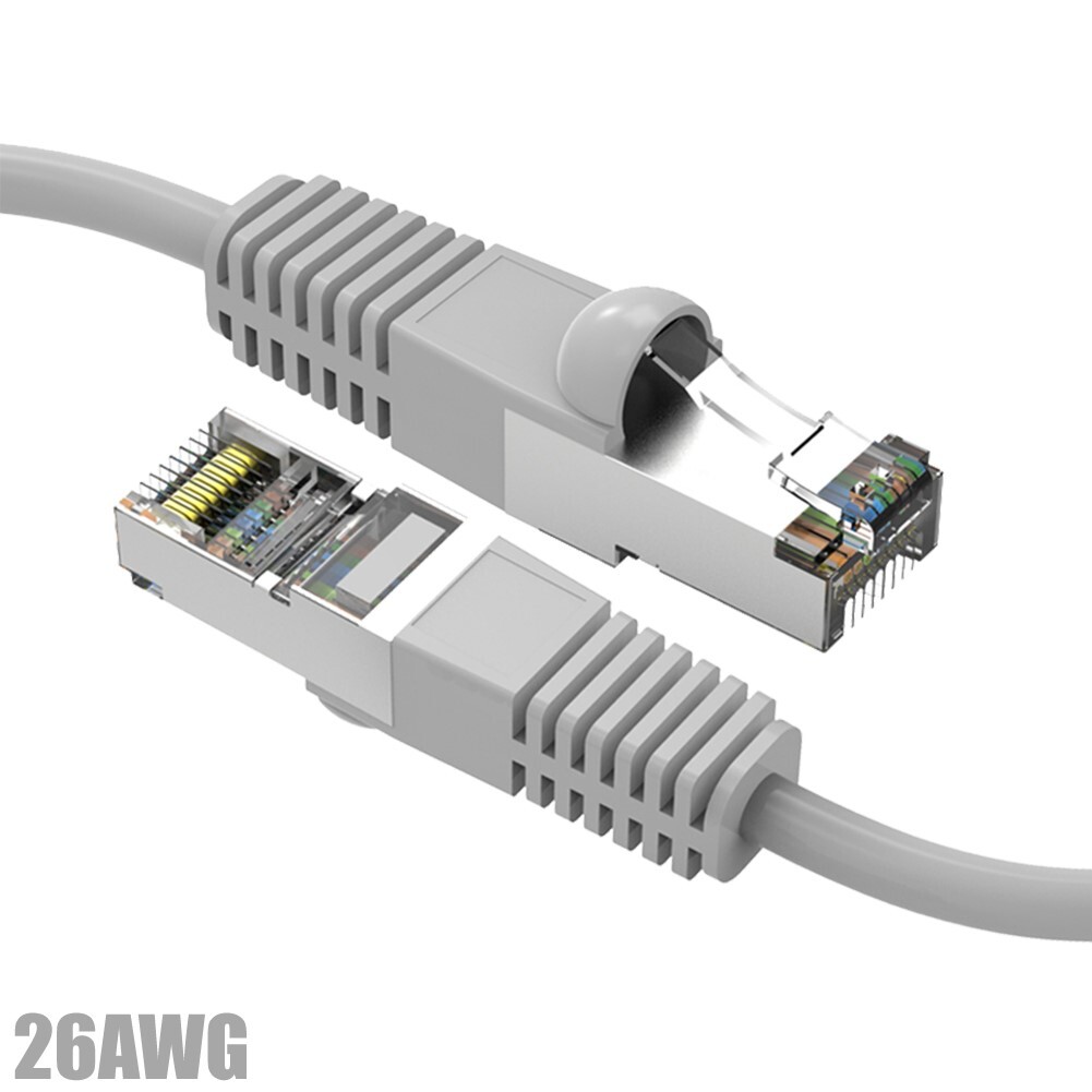 0.5FT Cat5E RJ45 Ethernet LAN Network FTP Shielded Patch Cable Gold 26AWG Gray