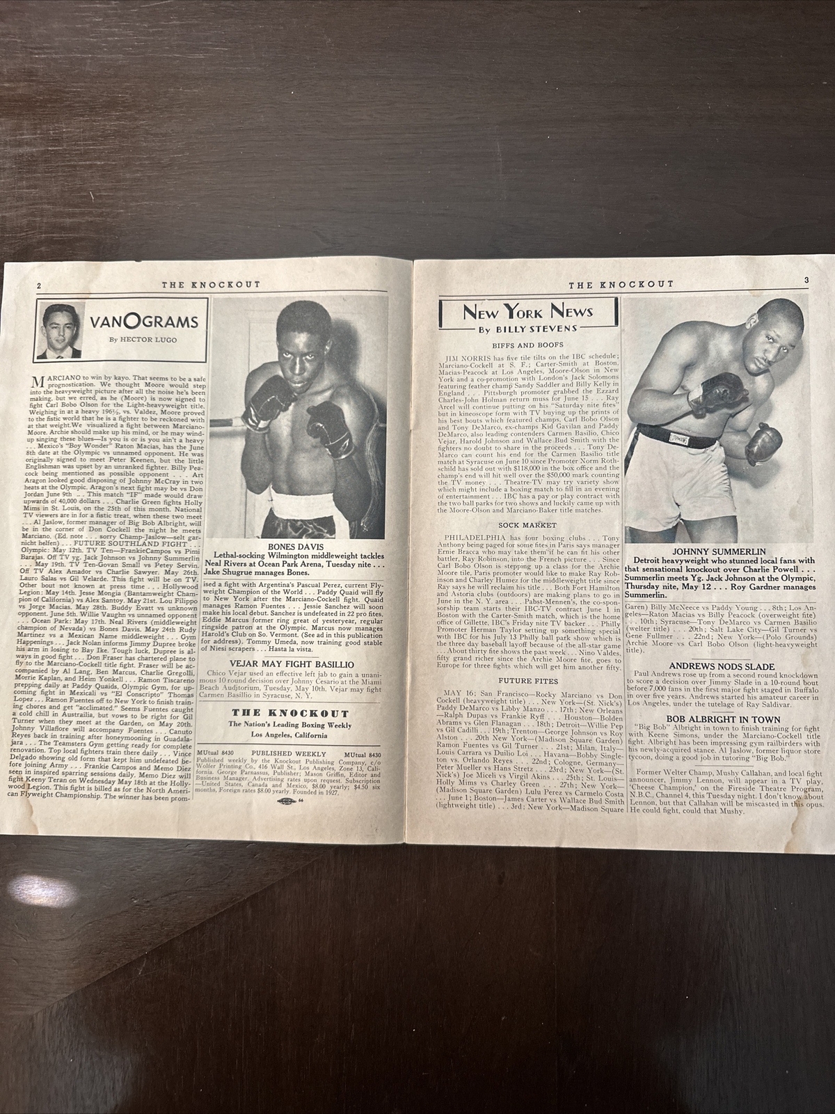 1955 Boxing Program Rocky Marciano vs Don Cocker