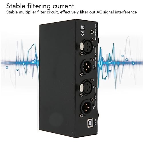 2 Channel 48V Power Supply, Universal Compact Power with XLR Cable, 3.5MM
