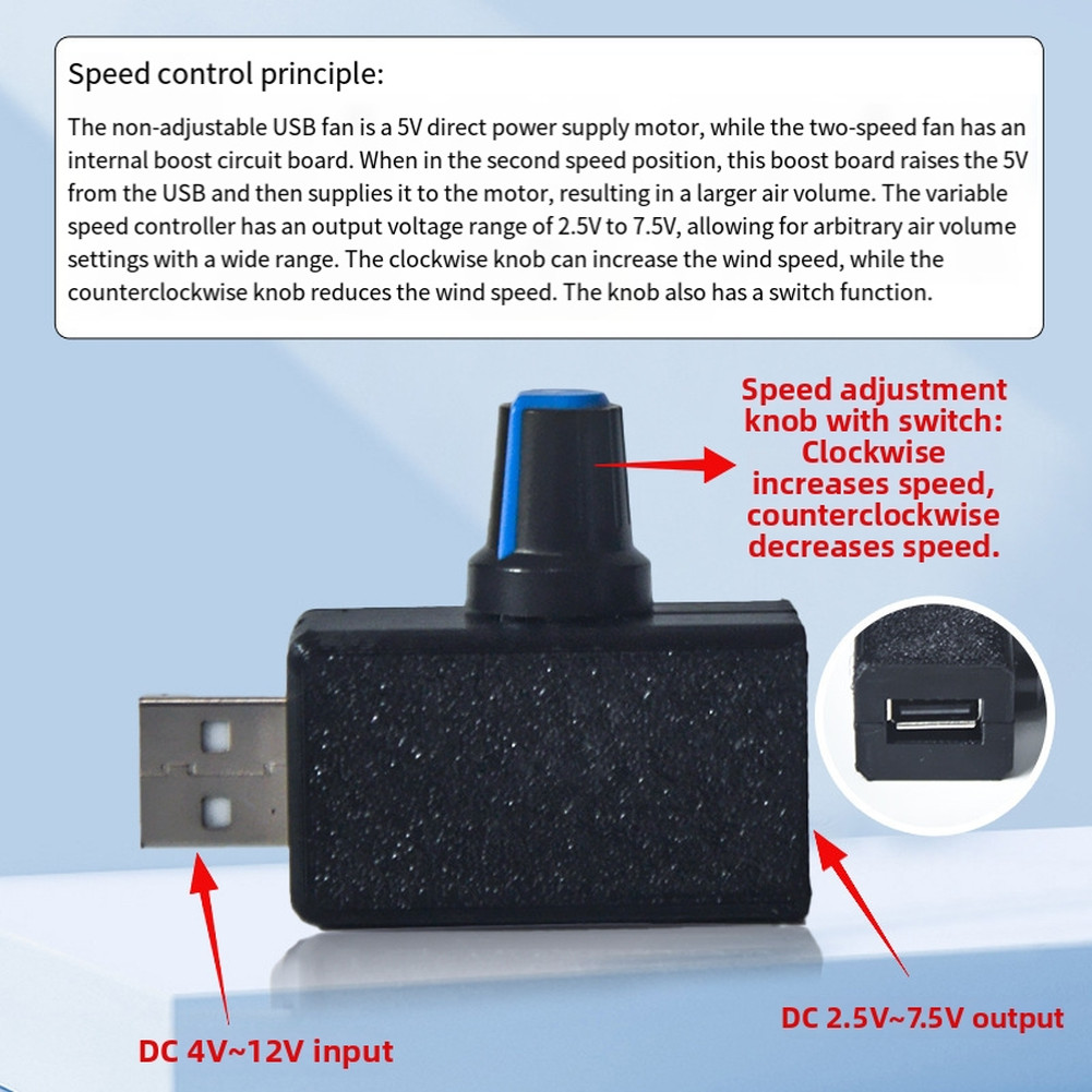 USB Stepless Fan Regulator for 5V USB Cooling For Fans with Easy Installation