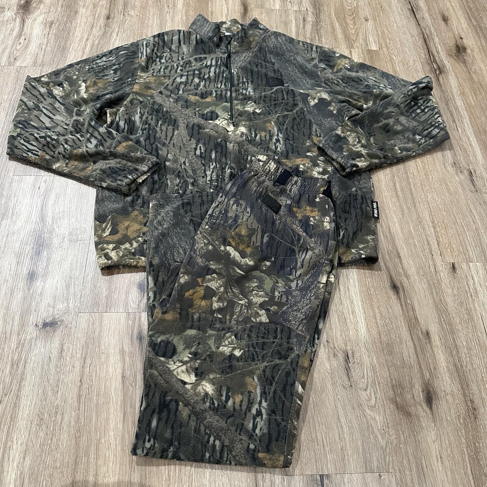 Browning Camo Men’s Genesis Fleece 3/4 Zip Jacket And Pants Set Camouflage Sz L