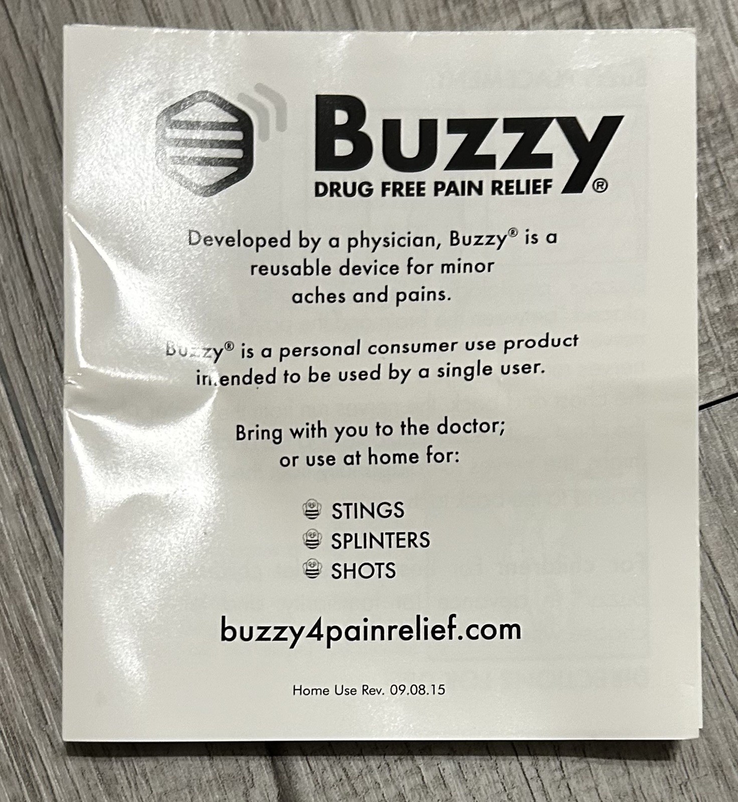Buzzy Personal X-Large Vibrating Ice Pack Personal Needle Pain Relief FAST SHIP