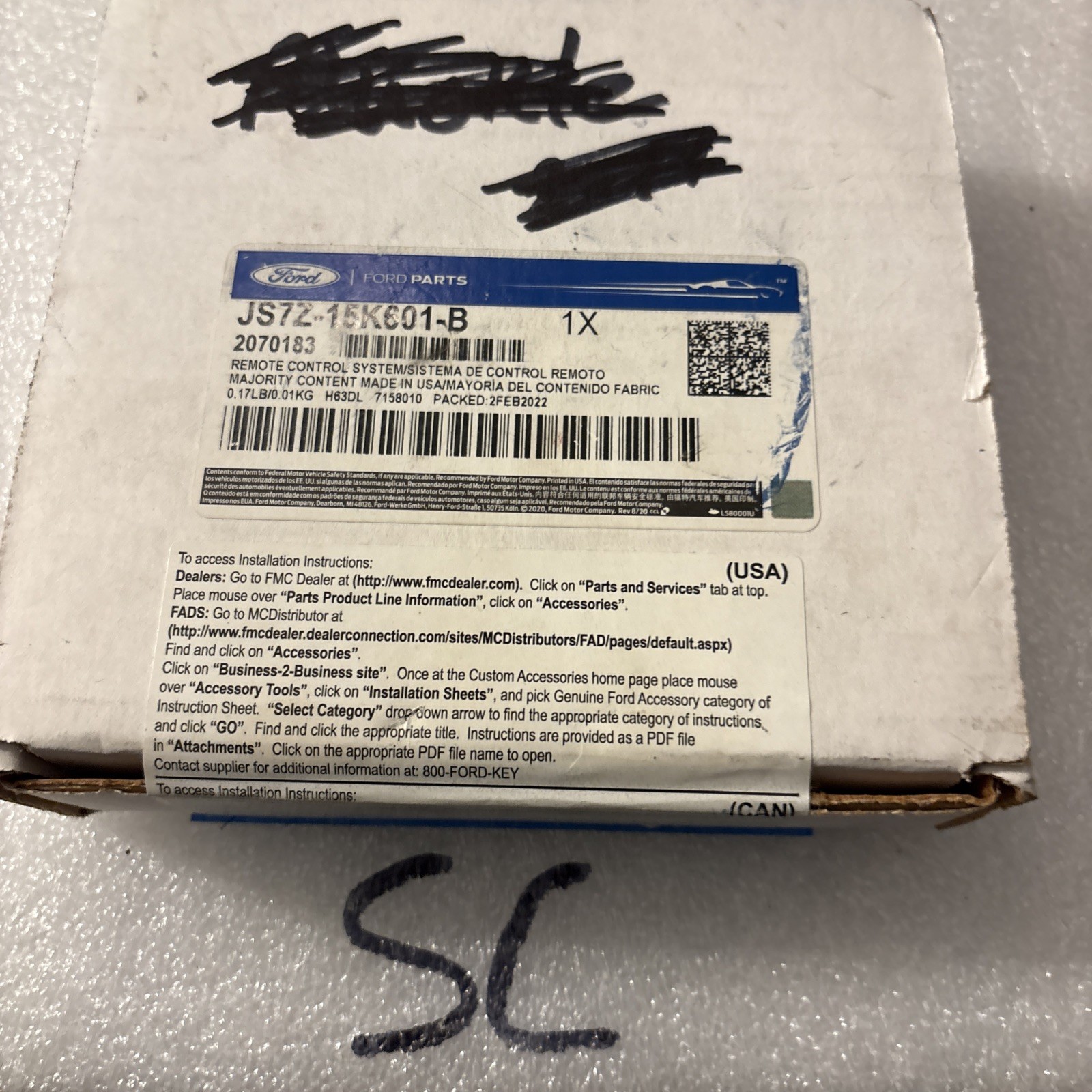Genuine Ford Remote Start Key Fob JS7Z15K601B Two Button Long Range OEM