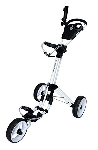 3 Wheel Push Pull Golf CART - Foot Brake - ONE Second to Open & Close! White
