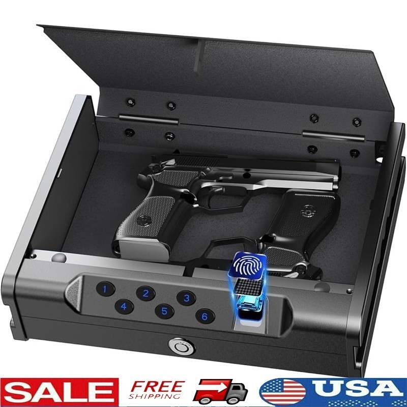Biometric Gun Safe for Pistols Quick-Access Handgun Safe with Fingerprint Home