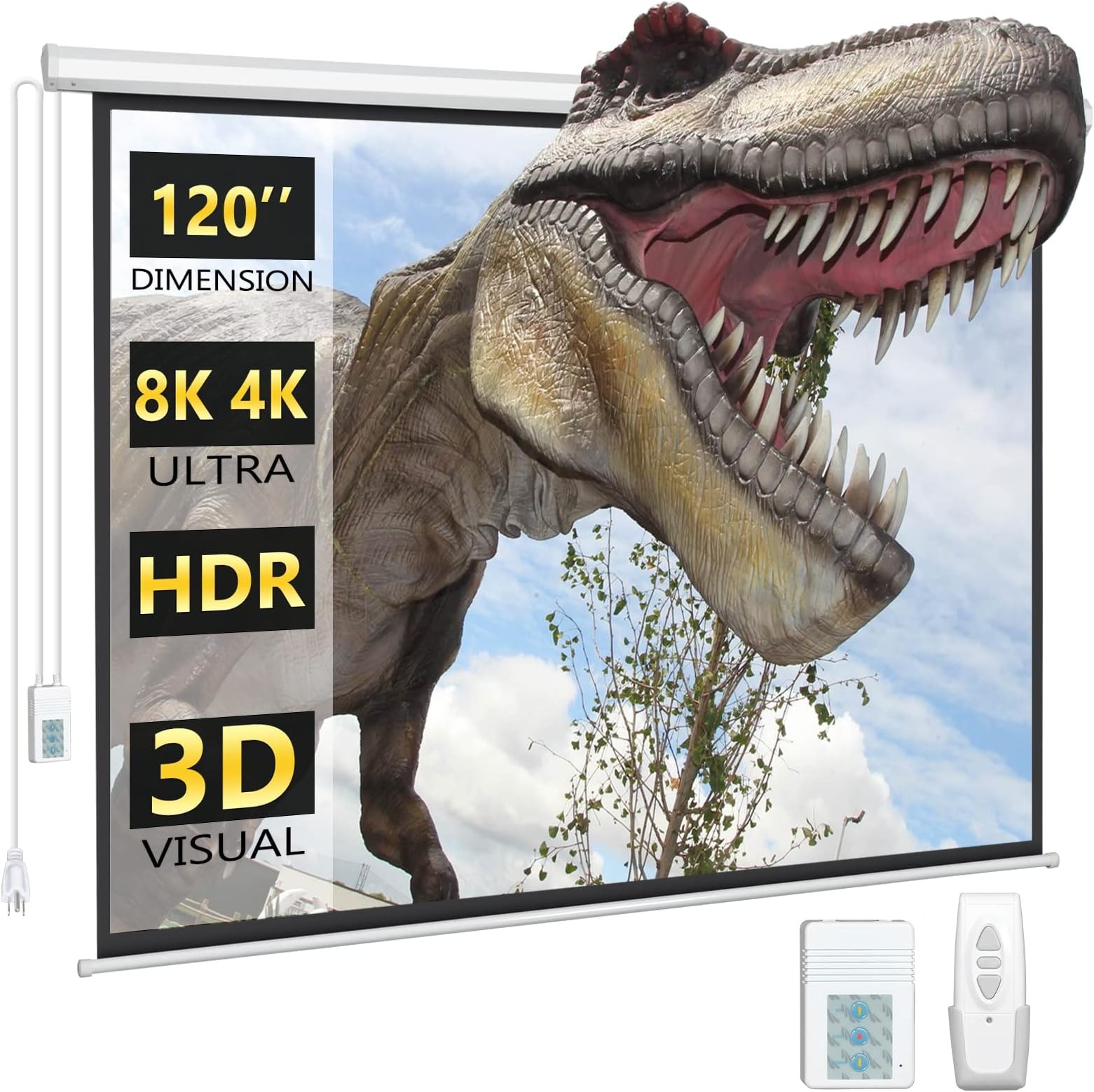 DINAH 120 Inch Electric Projector Screen with Remote, Automatic Air Indoor Dr...
